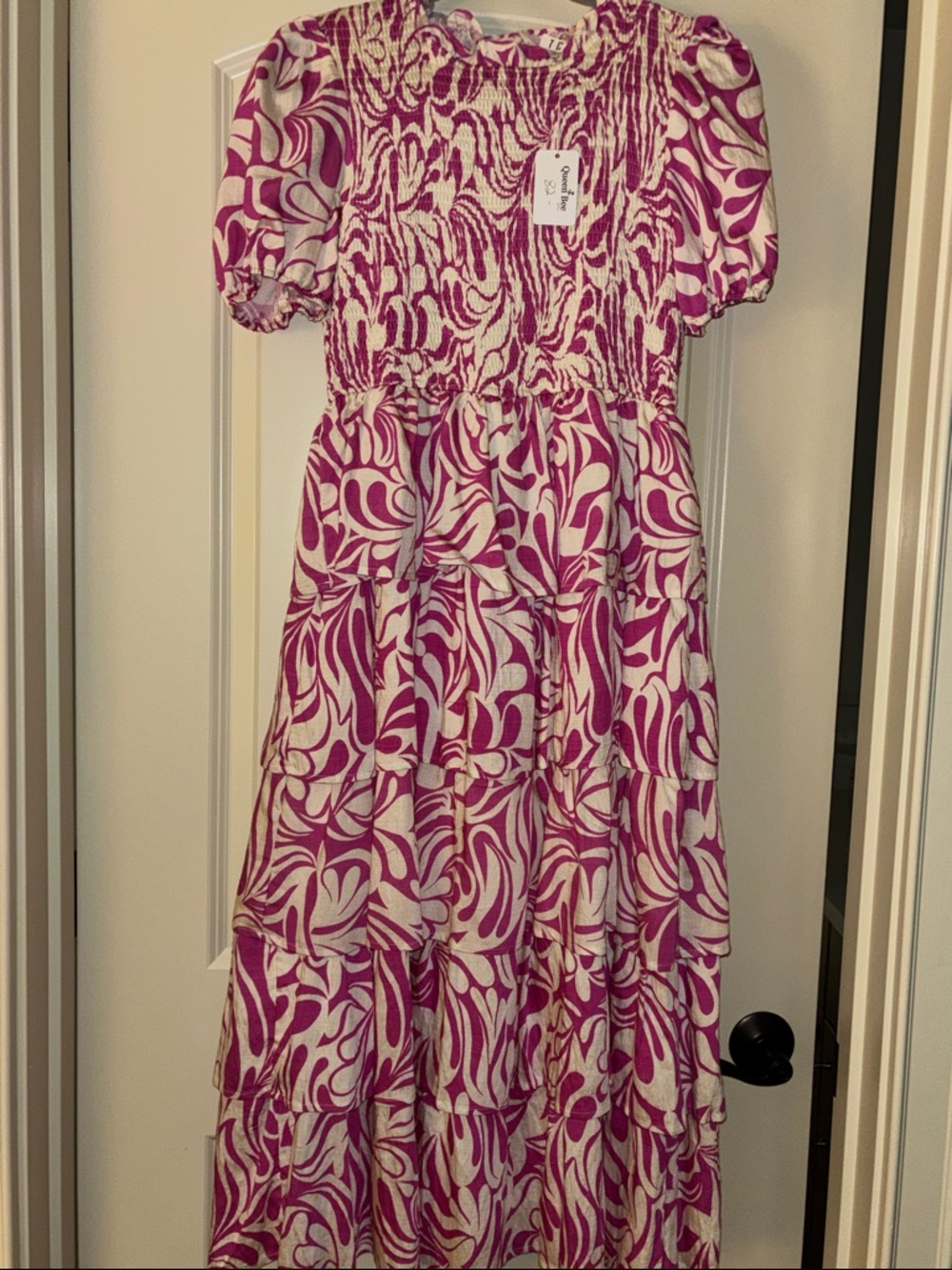 TCEC Pink and White Smocked Dress